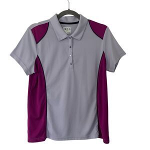 IZOD Golf Women’s Polo Shirt Large Purple Gray Navy Short Sleeve Performance Top